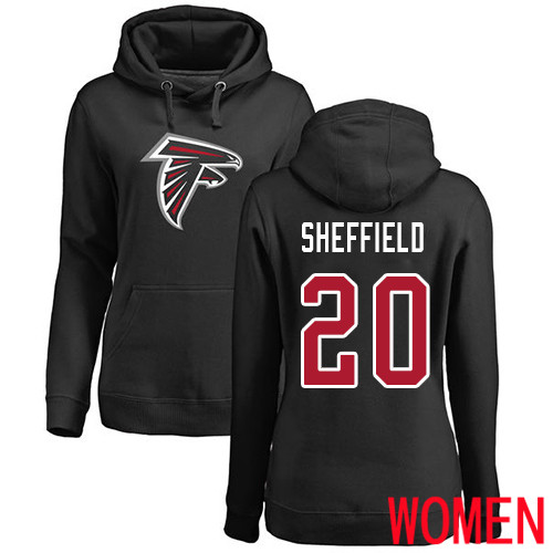 Atlanta Falcons Black Women Kendall Sheffield Name And Number Logo NFL Football 20 Pullover Hoodie Sweatshirts